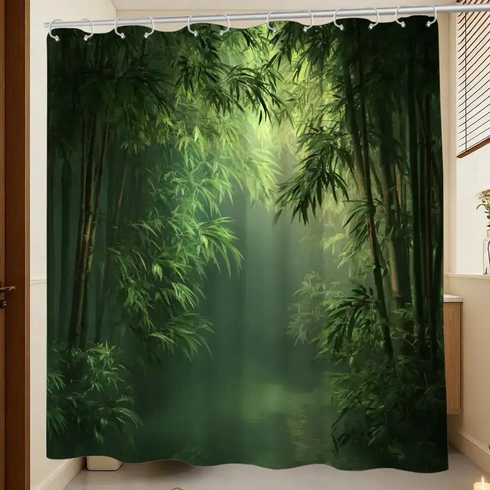 Spa Wellness Nature - Bathroom Shower Curtain Bamboo Forest Print