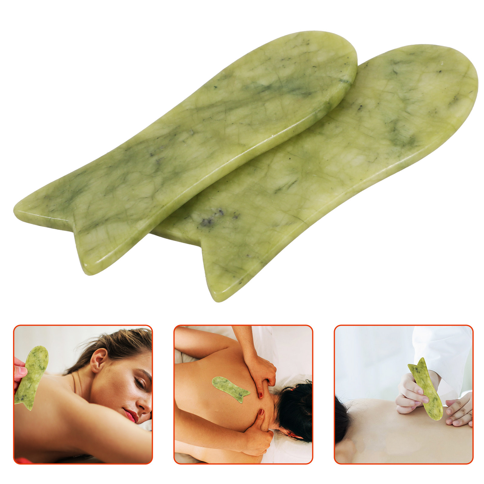 Spa Y Wellness - 2Pcs Natural Jade Gua Sha Scraping